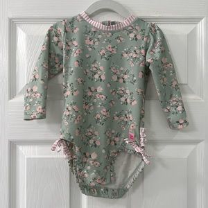 RuffleButts Toddler Girls Long Sleeve One Piece Swimsuit w/ UPF 50+
